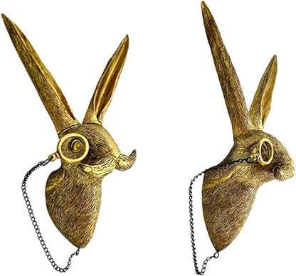 Animal Heads Wall Decor, Deer Head Wall Mount, Resin Animal Sculptures Head Wall Hanging Decoration for Family Living Room Bedroom Bathroom Kitchen Gift (Rabbit)