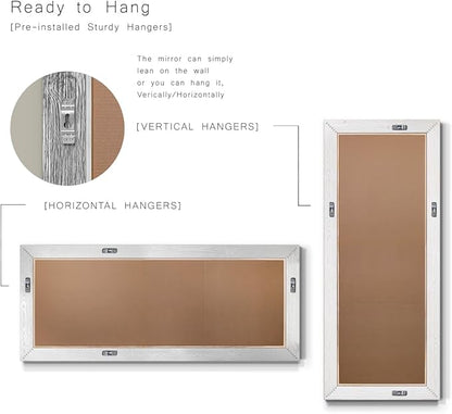 Renditions Gallery Full Length Mirror Shiny Gold Wood Frame Full Body Wall Mounted Apartment Large Vanity Standing Mirror for Bedroom Living Room Bathroom - 61"x25" LT07