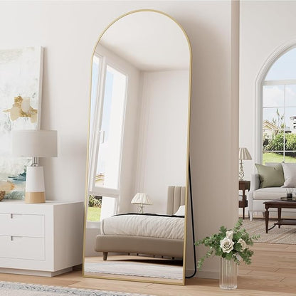 70''x26'' Full Length Mirror, Large Arched Floor Mirror with Stand, Oversized Wall Mirror, Full Body Mirrors Standing Leaning for Living Room, Bedroom (Gold)
