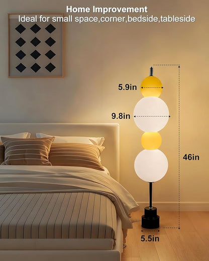 Lightdot Yellow Globe Floor Lamp with 3 Color Temperatures LED Bulbs Included,Dimmable Floor Lamps with Touch Switch,Unique Modern Standing Tall Lamp for Bedroom Living Room/Sofa Beside/Corner Decor
