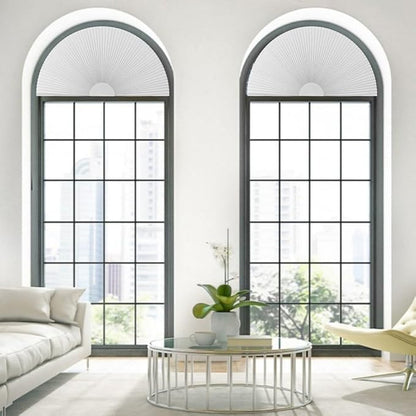 Arch Window Shade Blackout Cellular Shades Half Circle Moon Window Covering No Drill Honeycomb Cordless Blinds for Indoor Window Room Darkening Easy Install Light Blocking Blinds (1, White, 36x18inch)