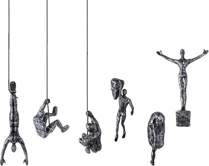 Set of 6 Climbing Men Wall Art Decor Sculpture,Nordic Modern Simplicity Decorative Wall Art, Climbing Man Sculptures,Home & Office Climber Gifts
