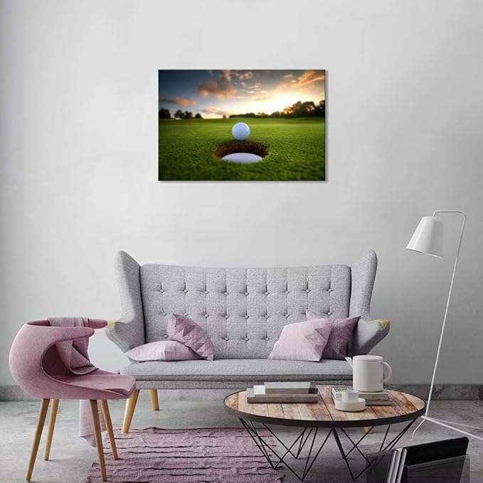 chenchenArt Golf Wall Art for Living Room Bedroom Home Decorations Golf Ball Picture Poster Canvas Prints Modern Artwork Framed Ready to Hang(18''H x 24''W)