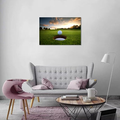 chenchenArt Golf Wall Art for Living Room Bedroom Home Decorations Golf Ball Picture Poster Canvas Prints Modern Artwork Framed Ready to Hang(18''H x 24''W)