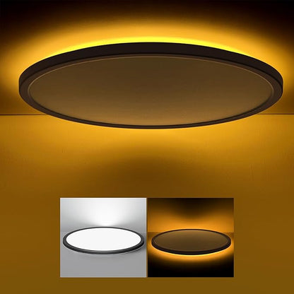 Matane 15.4in Dimmable LED Flush Mount Ceiling Light with Night Light, 36W Ceiling Lighting Fixture, 3000K/4000K/5000K Selectable, Low Profile Ceiling Lights for Bedroom, Kitchen, Hallway, Black