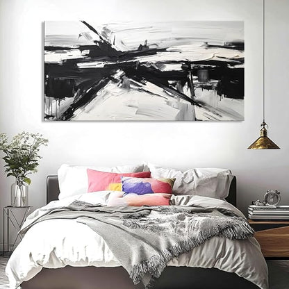 liysawg Wall Art Abstract Canvas Painting Black and White Modern Artwork for Living Room Bedroom Dining Room Home Office Decor 71"x36"