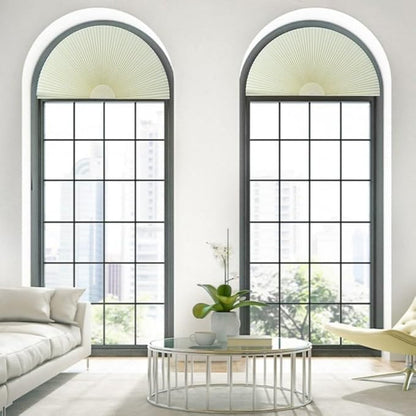 Arch Window Shade Blackout Cellular Shades Half Circle Moon Small Window Covering No Drill Honeycomb Blinds for Indoor Windows Room Darkening Easy Install Light Blocking Blinds (1, Beige, 24x12inch)