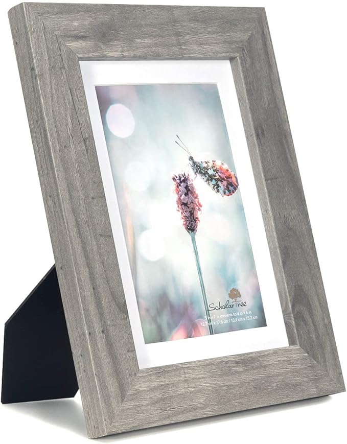 Grey 5x7 Picture Frame,Display 5x7 without Mat or 4x6 with Mat