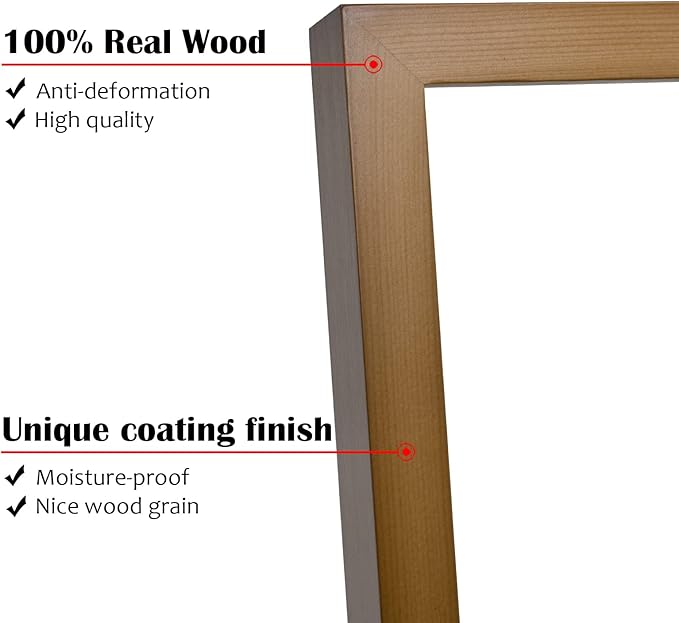 KINLINK 12x16 Picture Frame Brown, Solid Wood Frames with Acrylic Plexiglass for Pictures 11x14/9x12 with Mat or 12x16 without Mat,Wall Display Photo Frame, Set of 4