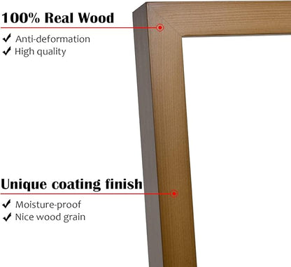 KINLINK 12x16 Picture Frame Brown, Solid Wood Frames with Acrylic Plexiglass for Pictures 11x14/9x12 with Mat or 12x16 without Mat,Wall Display Photo Frame, Set of 4