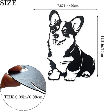 Corgi Metal Wall Décor,Gifts for Corgi Lovers,7x11"Lovely Black Decorations,Unique Iron Dog Statue,Dog Room Decor, Cartoon Animal 3d Wall Art for Bedroom,LivingRoom,Garden,Cafe,Outdoor Wall Hanging Decor