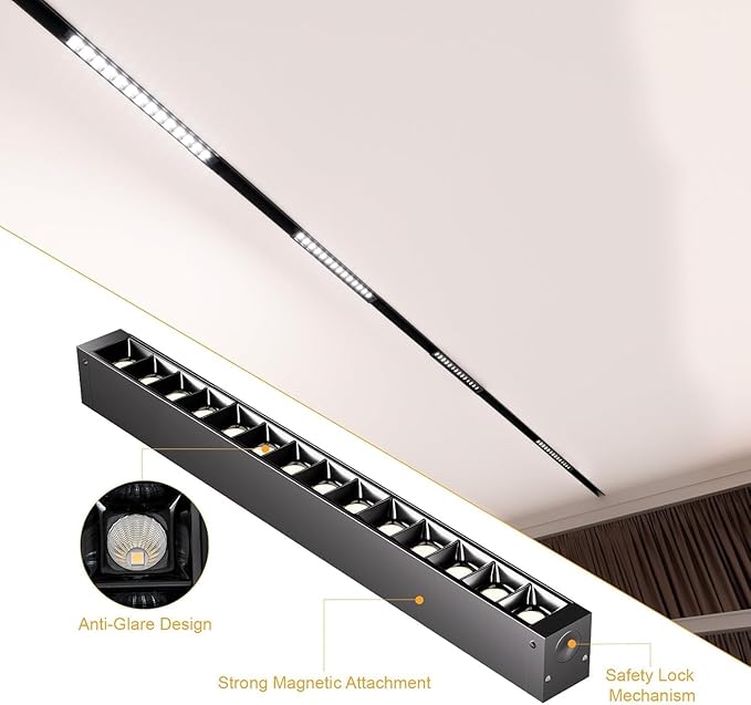 2 Pack Grille Spotlight Magnetic Track Head, 24V 15W Dimmable LED Lamp for Track Lighting with APP & Remote Control, Adjustable Brightness & CCT 3000K-6000K, LED Ceiling Lighting