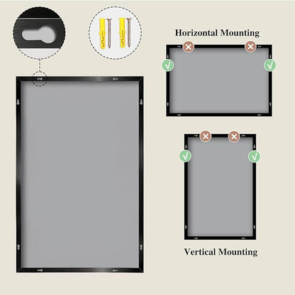 Koonmi Black Mirrors for Wall, 30x36 Inch Bathroom Mirror, Rectangular Wall Mirror for Living Room Bedroom Bathroom, Hangs Horizontally or Vertically