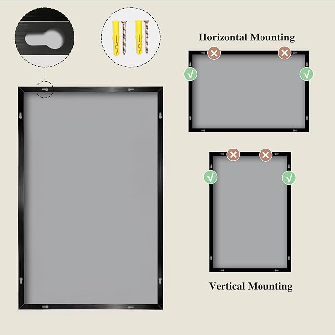 Koonmi Black Mirrors for Wall, 36x60 Inch Bathroom Mirror, Rectangular Wall Mirror for Living Room Bedroom Bathroom, Hangs Horizontally or Vertically
