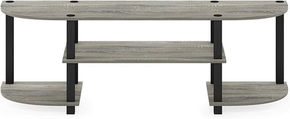Furinno TURN-S-TUBE TV Stand, Wide Entertainment Center, TV Console for TV up to 55 Inch, for Living Room, Bedroom, Oak Grey
