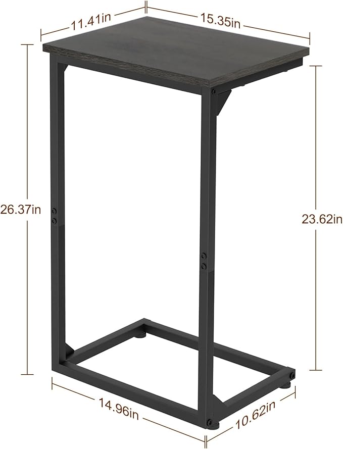AMHANCIBLE C Shaped End Tables Set of 2, Couch Side Tables that Slide Under Sofa, TV Trays for Living Room, Bedroom, Small Space, Dark Grey HET02BDG
