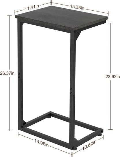 AMHANCIBLE C Shaped End Tables Set of 2, Couch Side Tables that Slide Under Sofa, TV Trays for Living Room, Bedroom, Small Space, Dark Grey HET02BDG