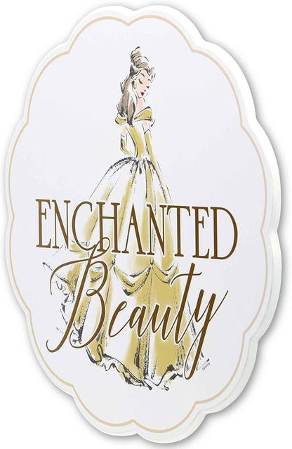 Open Road Brands Disney Princess Belle Enchanted Beauty Wood Wall Decor - Elegant Beauty and the Beast Wall Art for Home or Office