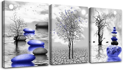 TTHYUEWS Canvas Wall Art - Modern Decor for Living Room, Bedroom & Office - Abstract Black & White Prints, 3 Piece Stretched and Framed