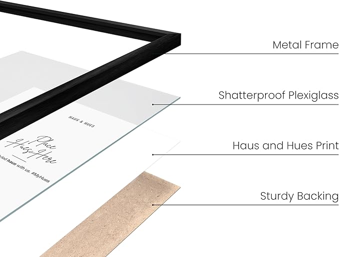HAUS AND HUES 4x6 Black Metal Picture Frames - 4X6 Frames Bulk - Features Premium Aluminum, Vertical Hanging, Easel Back for Tabletop, Home, Office (4x6 in, Black, Set of 25)