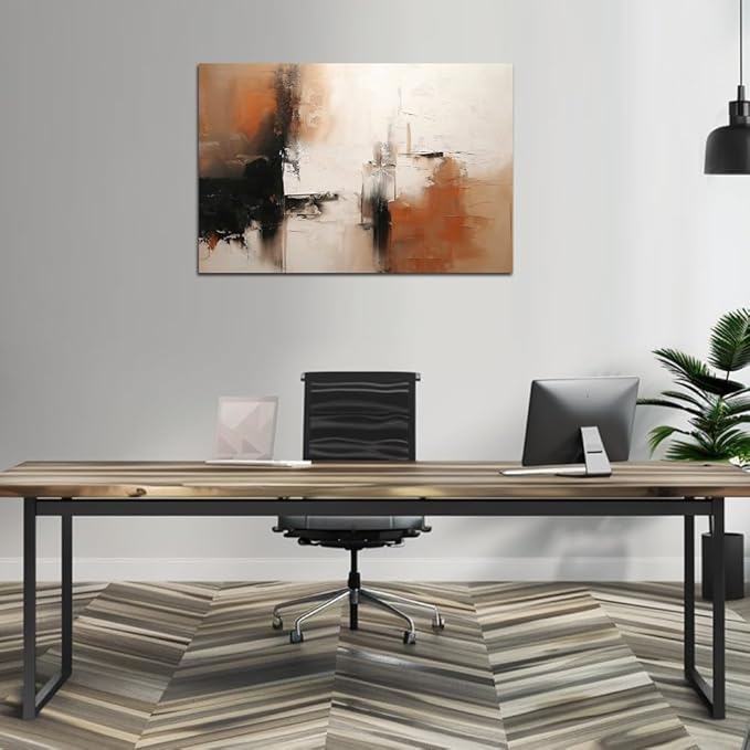 Black and White Canvas Wall Art Decor for Living Room Large Abstract Wall Art Pictures for Bedroom Brown Artwork Painting Large Modern Canvas Print for Home Office Decorations (32x48inches)
