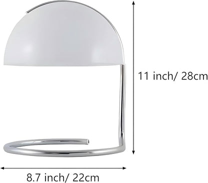 LIGHTLAND Modern Table Lamp, 8.7 Inch Bauhaus Style Semicircle Shape Bedside Lamp with Glass Shade and Metal Lamp Body, Glass Table Lamp for Study, Bedroom, Living Room (Pack of 1, Orange)
