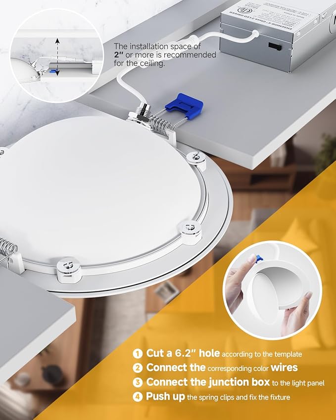 Ensenior 4 Pack 6 inch Gimbal Led Recessed Light, 5CCT 2700K-5000K, 360°+90° Rotatable, Dimmable, Aluminum, CRI90+, 1300LM 12W 120V, Eyeball Recessed Lighting, Directional Can Light, ETL&FCC