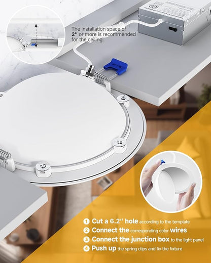 Ensenior 6 Pack 6 inch Gimbal Led Recessed Light, 5CCT 2700K-5000K, 360°+90° Rotatable, Dimmable, Aluminum, CRI90+, 1300LM 12W 120V, Eyeball Recessed Lighting, Directional Can Light, ETL&FCC