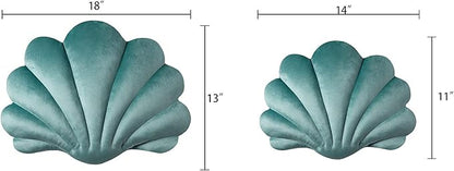 Ashler 3D Throw Pillows Shell Shaped Accent Throw Pillow, Soft Velvet Insert Included Cushion for Couch Bed Living Room, Pack of 1, Lake Blue, 18 X 13 inches