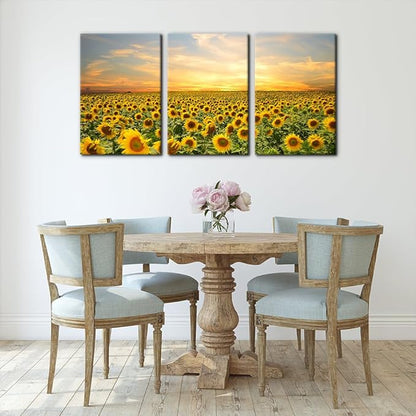 Pacimo Sunflowers Canvas Prints Wall Art Landscape Pictures Painting Prints on Canvas Yellow Flowers Modern Artwork for Living Room Bedroom Home Office Decor Stretch Framed Ready to Hang - 16"x24"x3