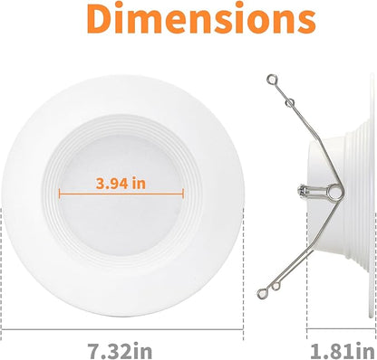 Peteme E26 Retrofit LED Recessed Lighting 6 Inch, IC Rated ETL Certified Smart Can Light Baffle Trim Style, RGBCW Dimmable Color Changing Soffit Downlight Compatible with Alexa/Google, 1100LM, 6 Pack