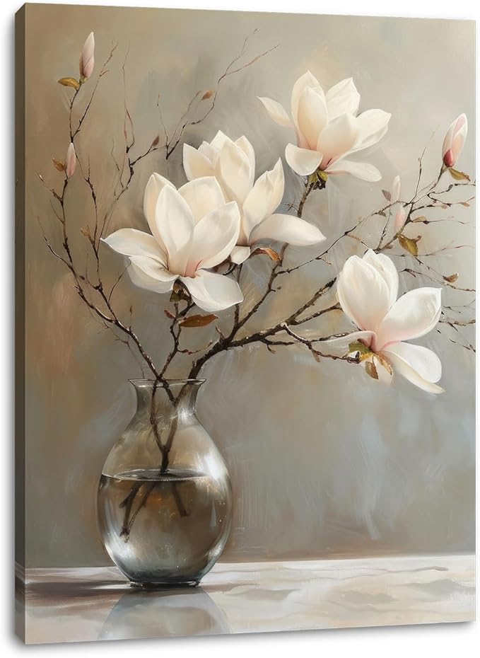 daktenn Floral Canvas Wall Art Bathroom Wall Art Pictures Wall Decor Home Decor Wall Decor for Bedroom Livingroom 12x16 Inches