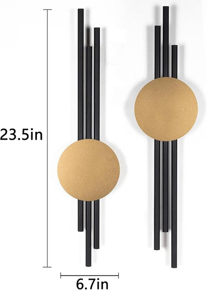 JFUJFU 3d Large Wall Art for Living Room Metal Black And Gold Decor for Entryway & Hallway & Dining Room (Set of 2, 23.5" x 6.7")
