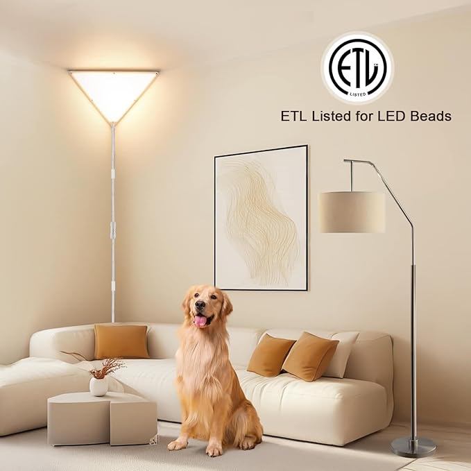 Upgraded Corner Light with Remote, 24W 2200LM LED Corner Lights for Living Room, 3000K/4000K/6000K Plug in Ceiling Lights with Switch, Stepless Dimmable LED Lamp for Bedroom, Triangle Shape(1 Pack)