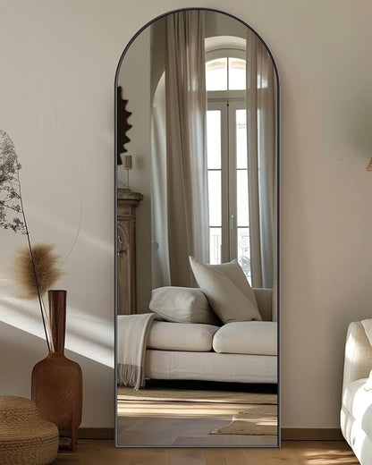 Antok Arched Full Length Mirror, 56"x14" Black Metal Frame Floor Mirror for Bedroom Living Room, Freestanding/Wall Mount/Leaning