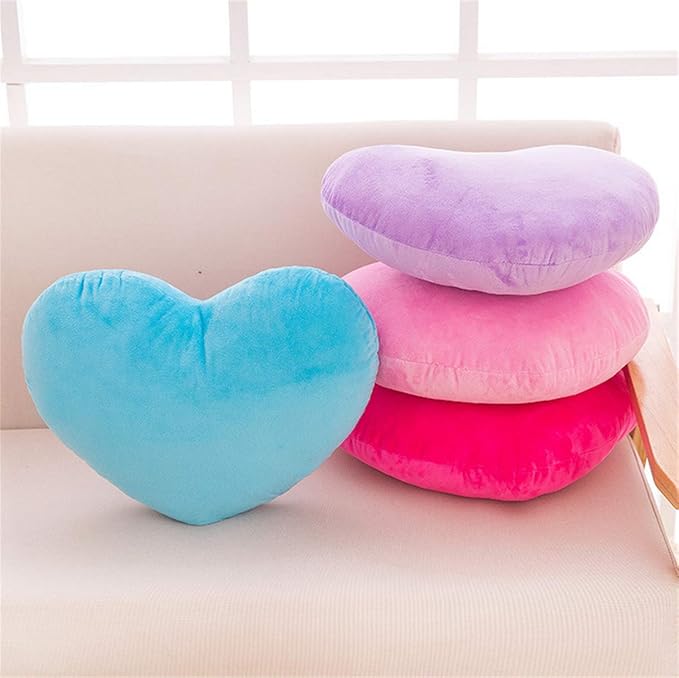 S_SSOY Plush Pillow Heart Shape Cushion Fluffy Throw Pillows Decorative Back Cushions for Friends Valentine's Day (Purple)
