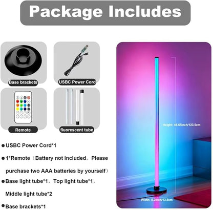 Ledagic Led Corner Floor Lamp USB Powered with App & Remote Control, IC+RGBW Color Changing Led Lamp Music Sync, Timer Setting, Standing Lamps for Living Room Lamp Bedroom Gaming Room, 1 Pack
