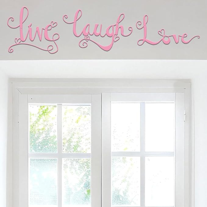 ESTART 3 Pieces Black Metal Letter Sign Decor 'Live Laugh Love' WordArt Wall Art Decor for Home Indoor Outdoor Bedroom Living room Bathroom and Office (Pink)