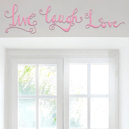 ESTART 3 Pieces Black Metal Letter Sign Decor 'Live Laugh Love' WordArt Wall Art Decor for Home Indoor Outdoor Bedroom Living room Bathroom and Office (Pink)