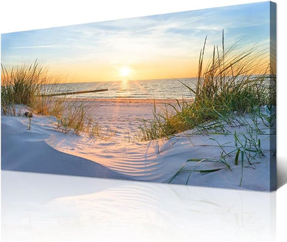 Wapluam Wall Decorations For Living Room Canvas Wall Decor For Bedroom Modern Fashion Office Wall Art Ocean Beach Wall Painting Blue Sea Landscape Pictures Artwork Canvas Prints Home Decor mural
