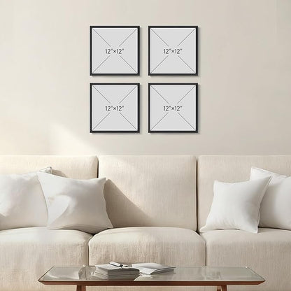 Framed William Morris Wall Art Set of 4, Vintage Botanical Floral Fruit Pattern Canvas Prints Artwork for Walls, Retro Natural Square Picture for Living Rooms Dining Room Hallway Wall Decor, 12x12 In