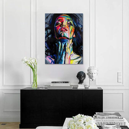 Yatsen Bridge Painted Woman Colorful Graffiti Posters Pictures Banksy Street Artwork Canvas Paintings Wall Art Decor for Living Room Kids Room Modern Home Decor Stretched and Framed(18”Wx 24”H)