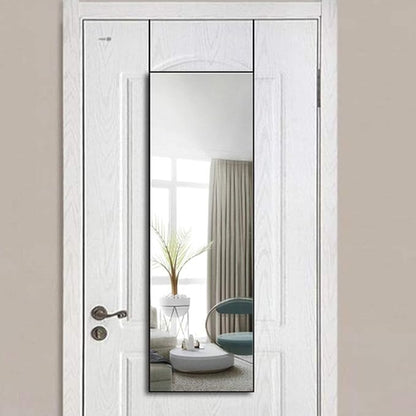 ANYHI Over The Door Mirror, 42"x14" Door Mirror Full Length, 2 Hooks, Over The Door or Wall Monuted, Aluminum Frame, for Bedroom Bathroom Checkroom, Black
