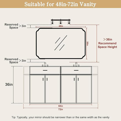 WallBeyond 30" x 48" Wood Bathroom Mirror for Wall Mounted, Rustic Rounded Corner Vanity Mirror for Entryway, Living Room or Bedroom Home Decorative [30" x 48" Natural Color]