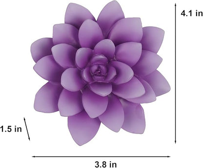 Guichifun Flower Wall Decor Succulent plants - 3D Purple Resin Wall Hanging Decor Art Decor for Home Bedroom Living Room Christmas Gift 3.75 X 4 X 1.5 Inch