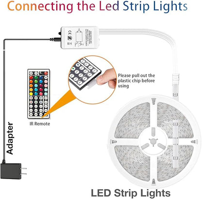 dalattin 32.8ft Led Strip Lights,RGB Led Lights for Bedroom Color Changing Light,Decoration for Bedroom Room Party,Halloween Decor with 44 Keys Remote,1 Roll of 32.8ft