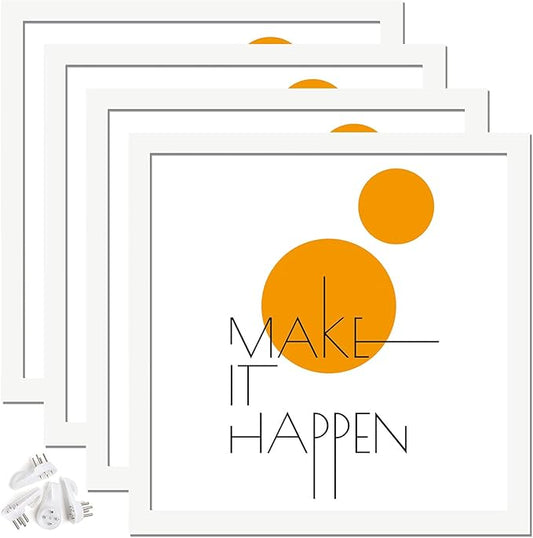 12x12 Picture Frame Set of 4, White 12 x 12 Frame High Transparent Wall Gallery Poster Canvas Photo Frames for 12 by 12 inches