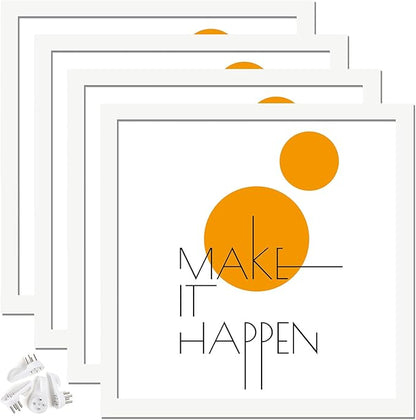 20x20 Picture Frame Set of 4, White 20 x 20 Frame High Transparent Wall Gallery Poster Canvas Photo Frames for 20 by 20 inches