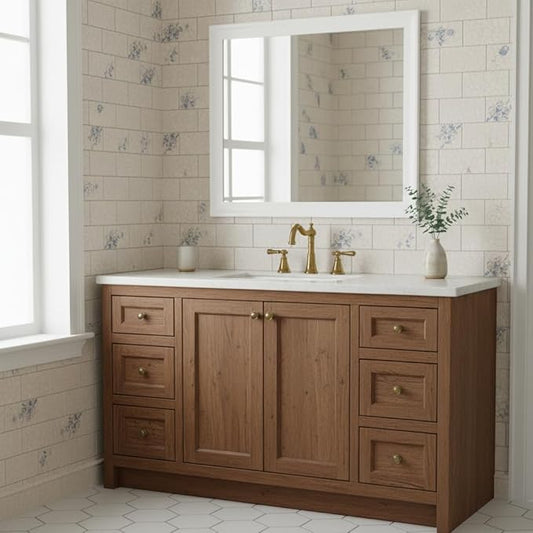 White Mirror for Bathroom,Rectangle Rustic 30 x 36 inch Vanity Mirror for Wall,Wall-Mounted Hanging Mirror for Entryway,Bedroom or Living Room