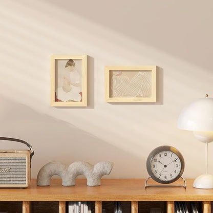 KINLINK 4x6 Picture Frame Wood Grain Set of 6, Wooden Photo Frames with Plexiglass for 4x6 without Mat for Table and Wall Display